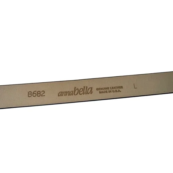 Annabella Genuine Leather Metallic Pewter‎ Belt Size 30" Chrome Buckle USA 8682 - Picture 3 of 6
